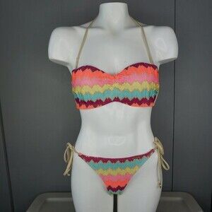 Luli Fama Underwire Push Up Bandeau Top size M and Tie Side Brazilian Pant sizeL